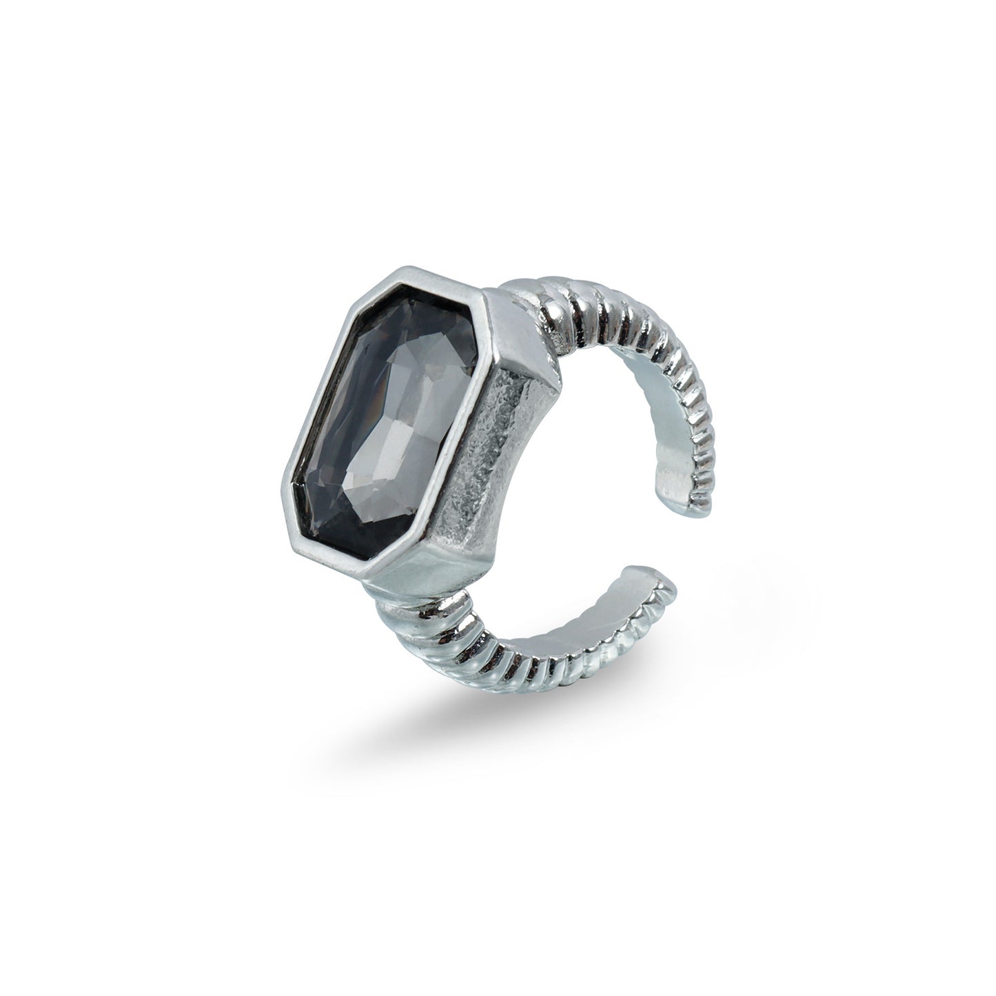 Cool Geometric Black Diamond Adjustable Female Personality Creative Opening Ring