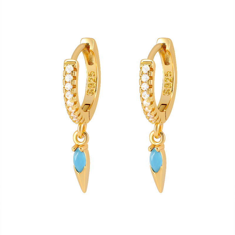 Light Luxury Sier Needle Geometric Ear Female Water Drop Leaf Stud Earrings