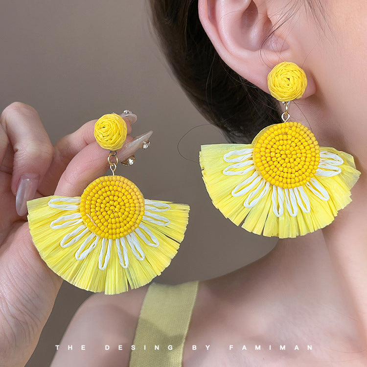 Women's Travel Antique Bohemian Long Fringe High Sense Holiday Nail Ethnic Earrings