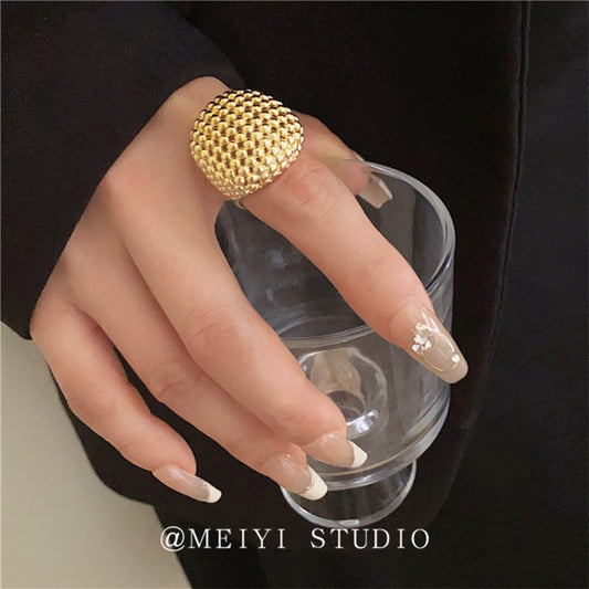Wind Hollow Metal Geometry Square Live Rings