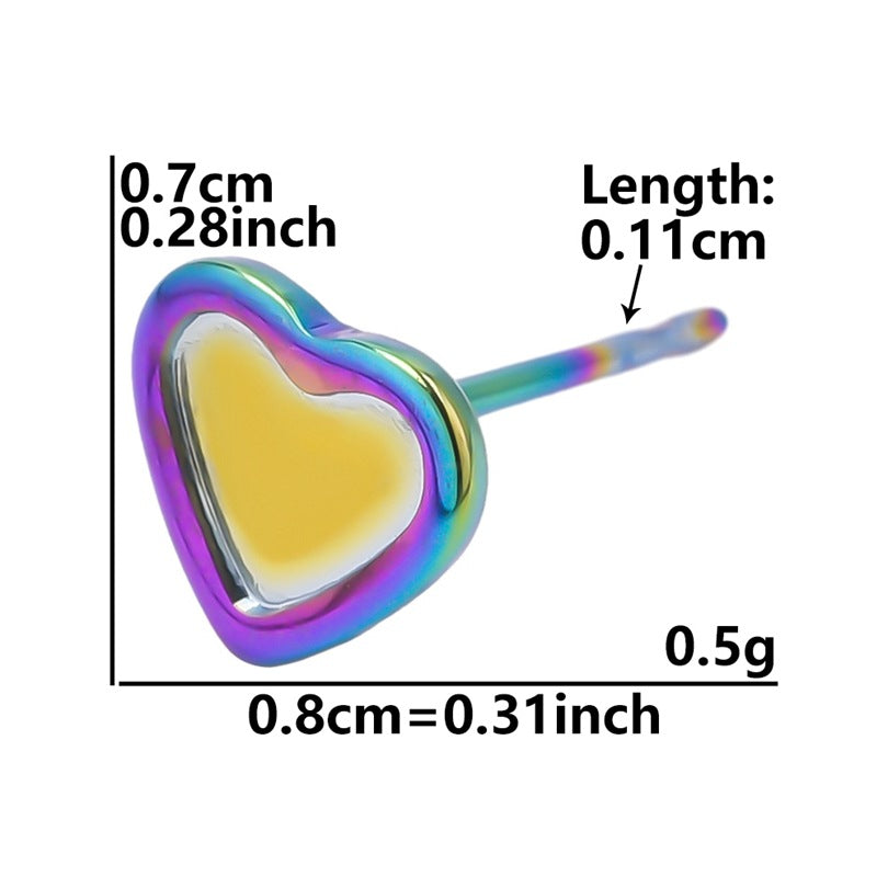 Stainless Steel Heart-shaped Base Support Titanium Piercing Stud Earrings