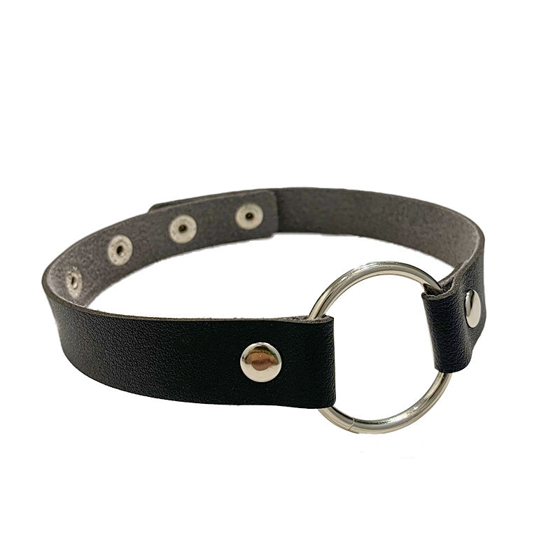 Rock Street Shooting Nightclub Leather Round Necklet Collar