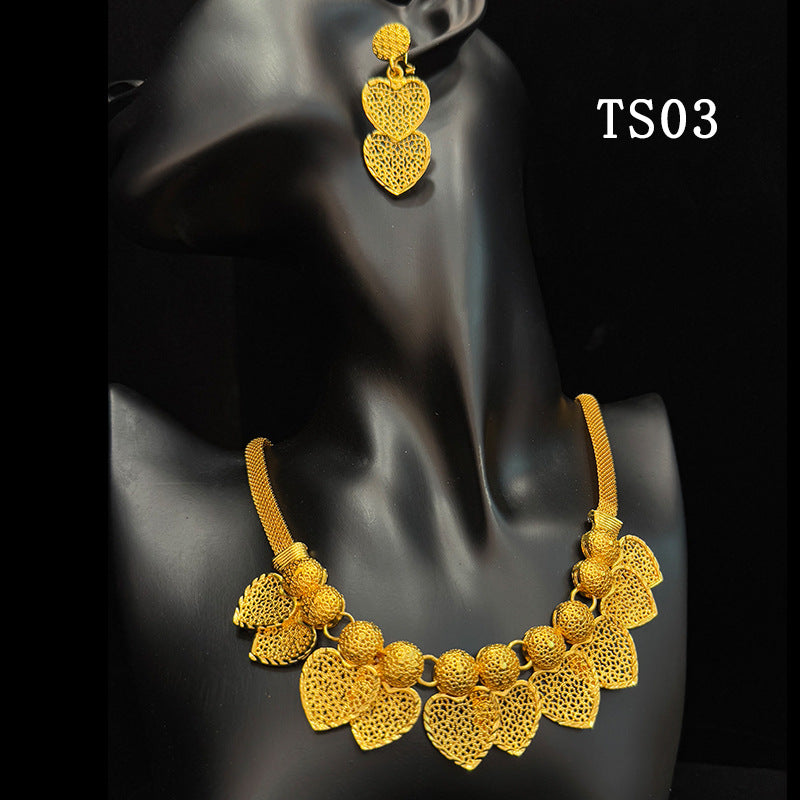 Gold Plated Female Bridal Wedding Imitation Jewelry Set