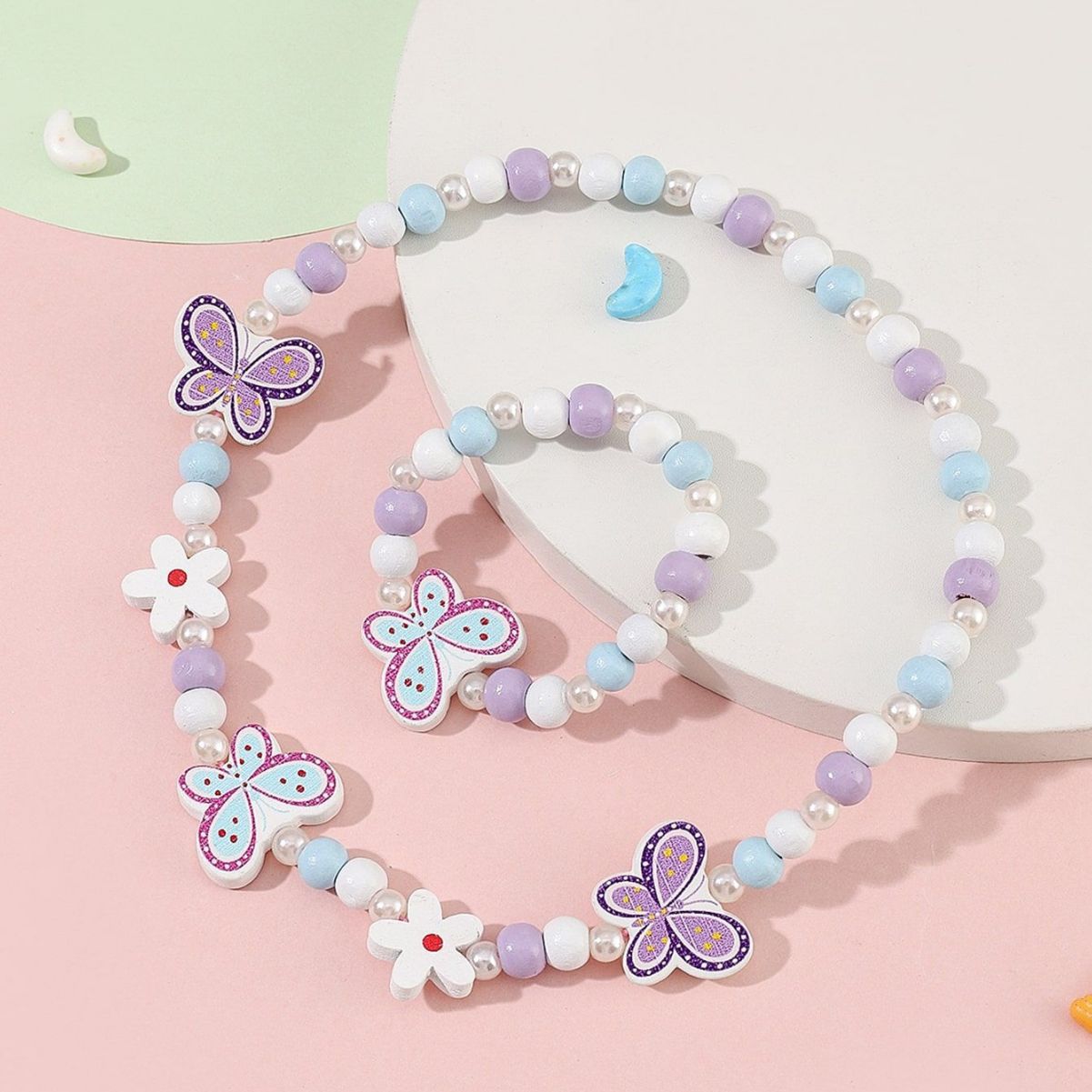 Children's Mixed Color Beaded Wooden Bead Handmade Bracelets