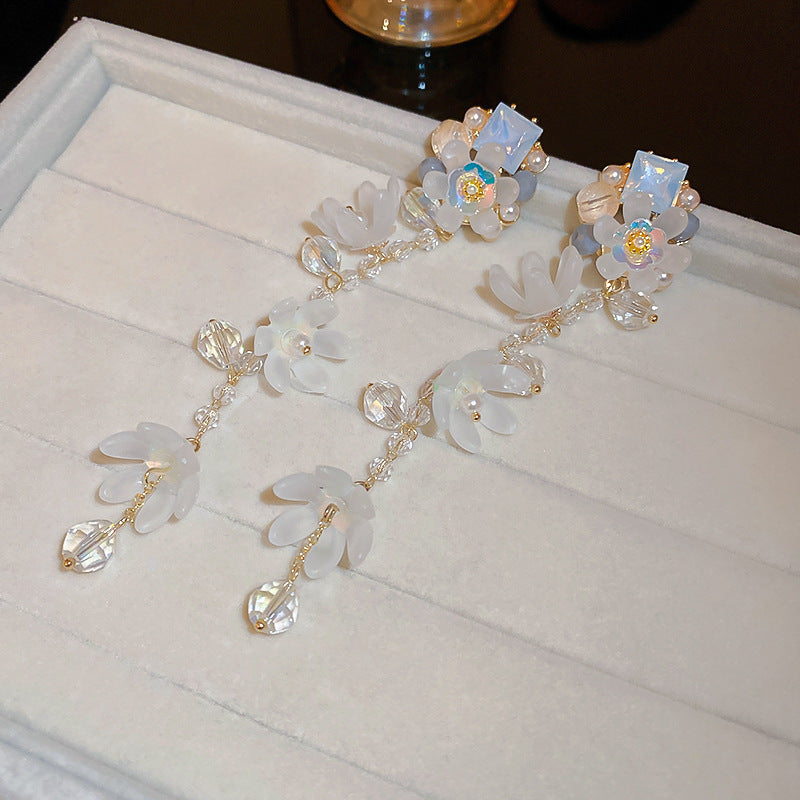 Pearl Flower Tassel Niche Temperament Atmosphere Affordable Earrings