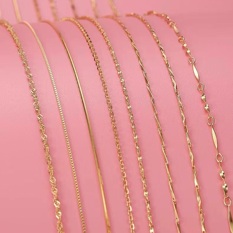 O-shaped Chain Clavicle Snake Bones Colored Gold Fine Single Rose Necklace
