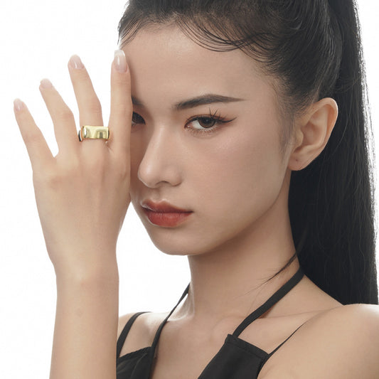 Women's Glossy Wave Sterling Sier Neutral Hand Rings