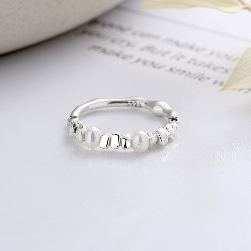 Women's Simple Cold Style Graceful Sier Twin Rings