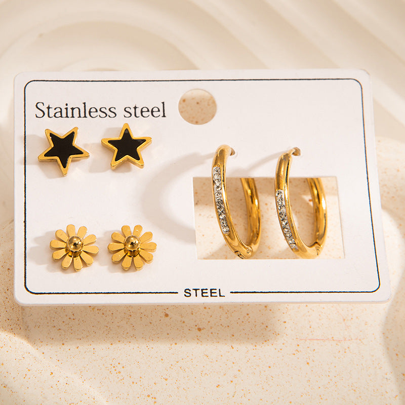 Titanium Steel Ear Exquisite Small Gold-plated Earrings