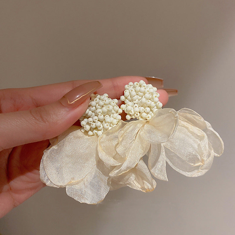 Pearl Flower Tassel Niche Temperament Atmosphere Affordable Earrings