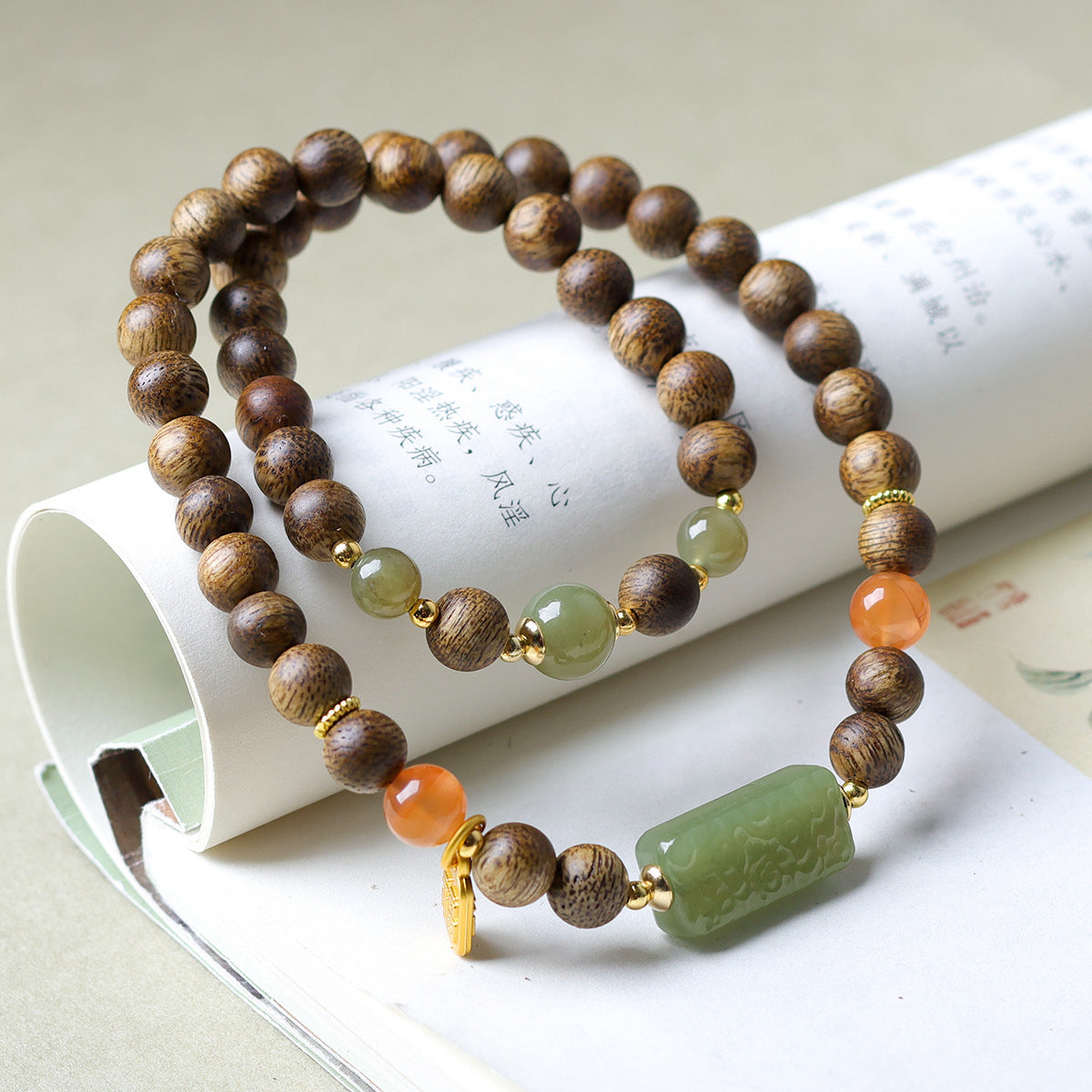 Women's Vietnam Nha White Chess Nan Eaglewood Buddha Beads Bracelets