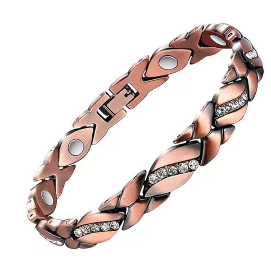 Dragon Leaves Diamond Magnet Bronze Brushed Bracelets