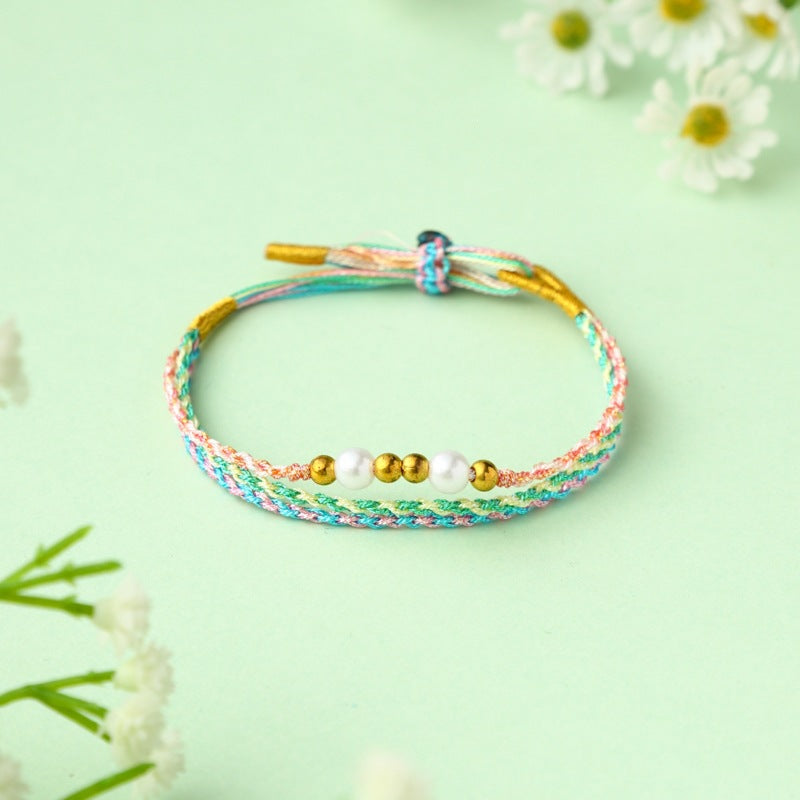 Children's Colorful Braided Rope Wrist String Safe Red Bracelet