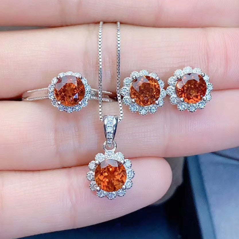 Women's Blue Red Yellow Green Purple White Gemstone Zircon Princess Jewelry Set