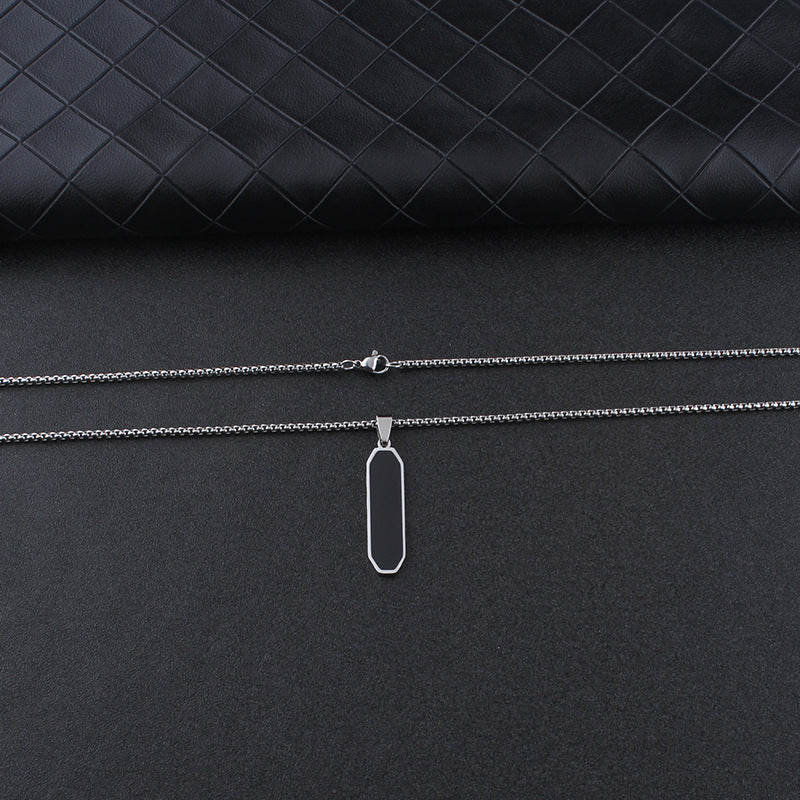Men's Geometric Titanium Steel Black Drop Oil Strip Necklaces