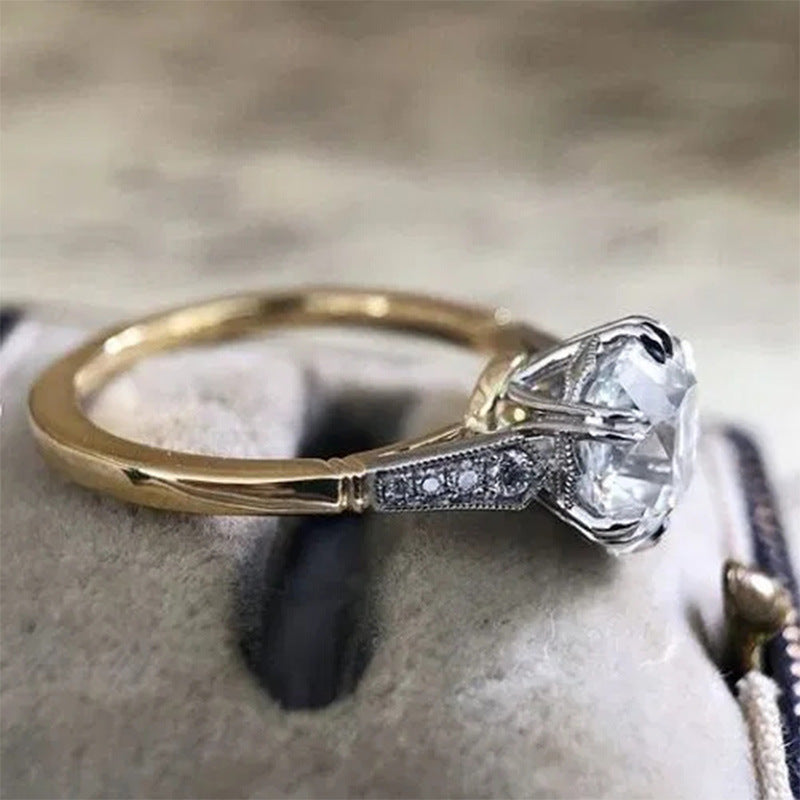 Women's Shi Copper Plating Two-color Zircon Fashion Rings
