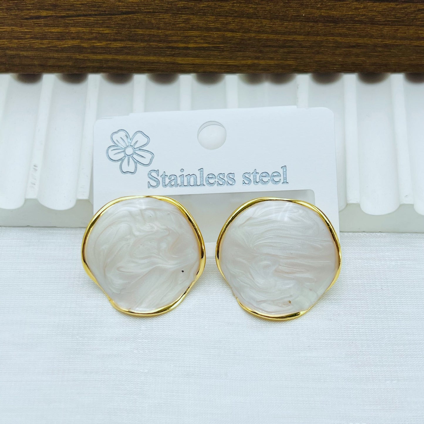 French Fashion Irregular Round Dripping Stainless Earrings