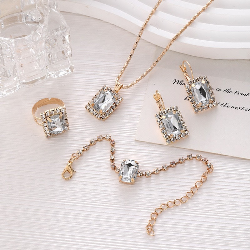 Simple Classic Rhinestone Square Acrylic Ladies Bracelets