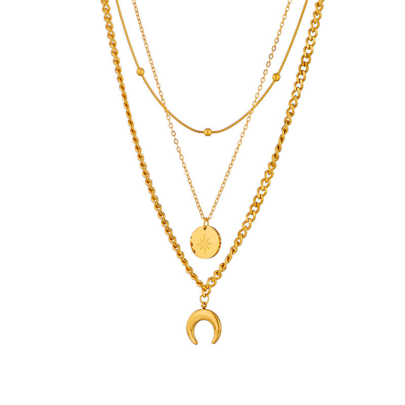 Women's Sun Cross Stainless Steel Fashion Personality Design Necklace