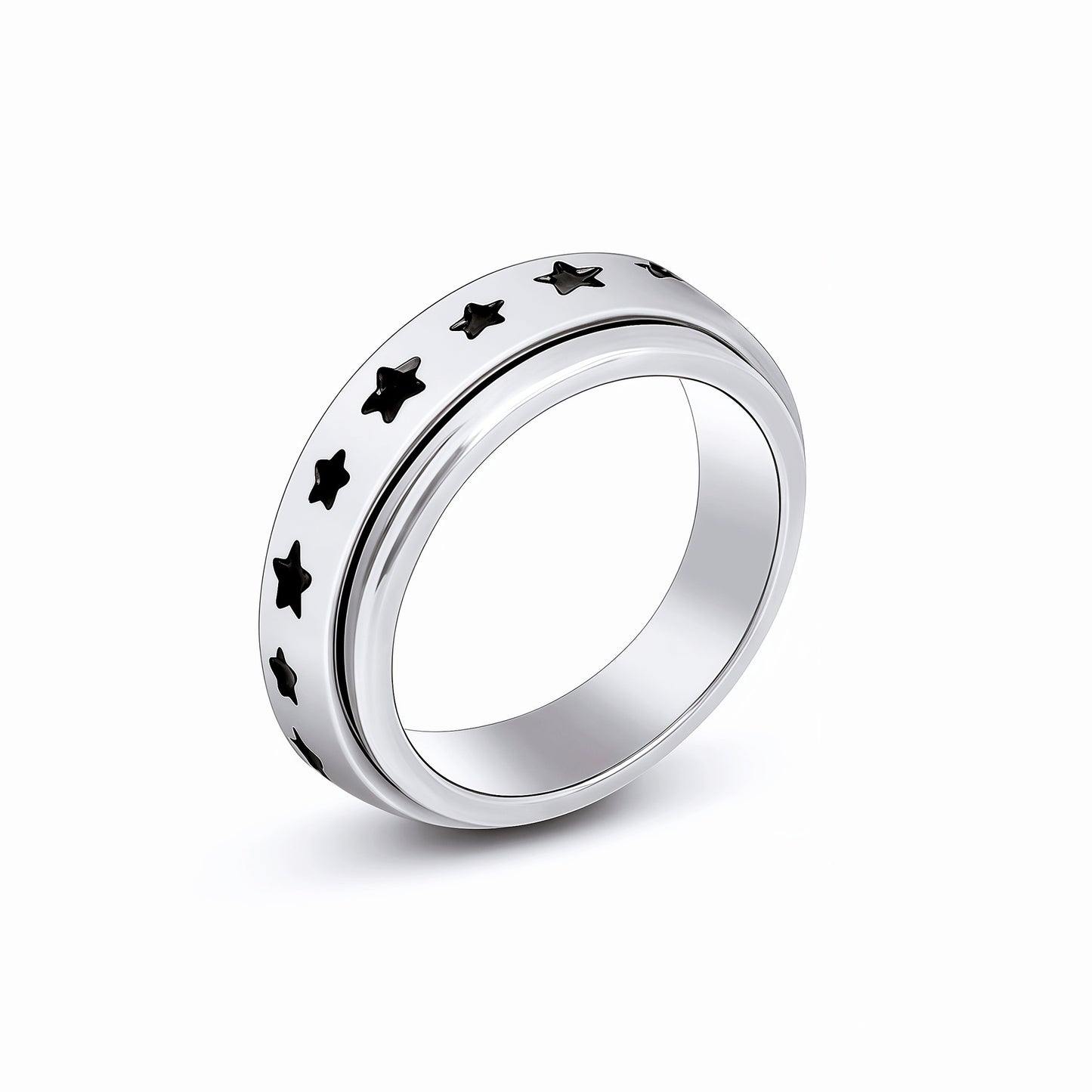 Men's Rotatable Decompression Chain Titanium Steel Star Rings