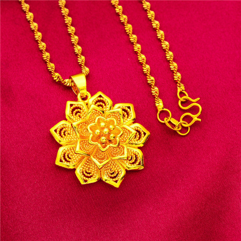 Flower Vietnam Placer Gold Palace Antiquity Water Ripple Gifts For Necklace