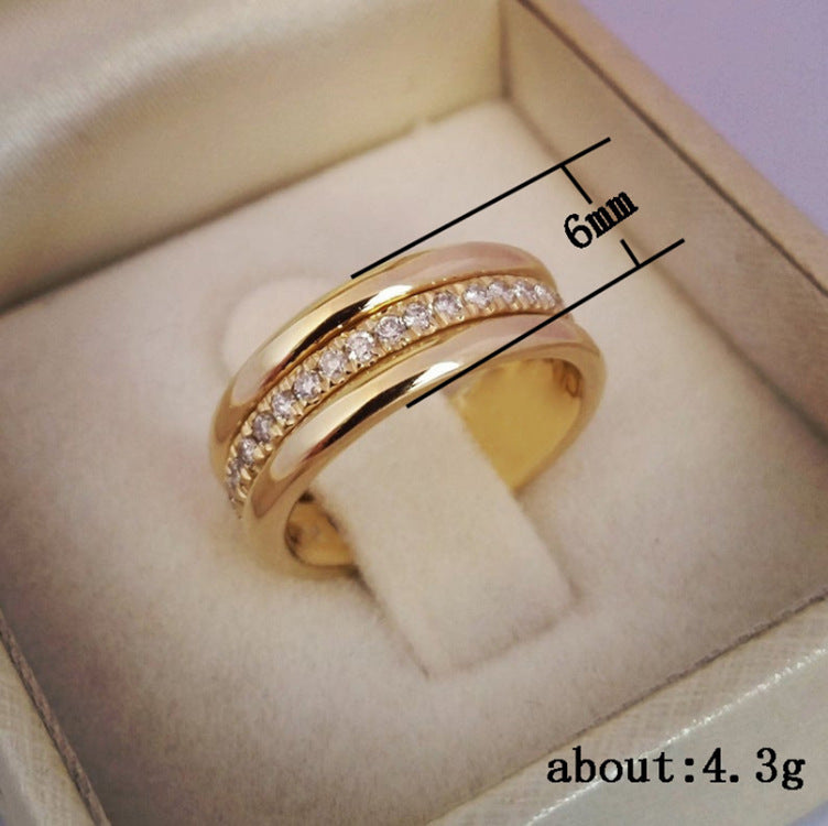 Simple Golden Single Row Diamond Popular Rings