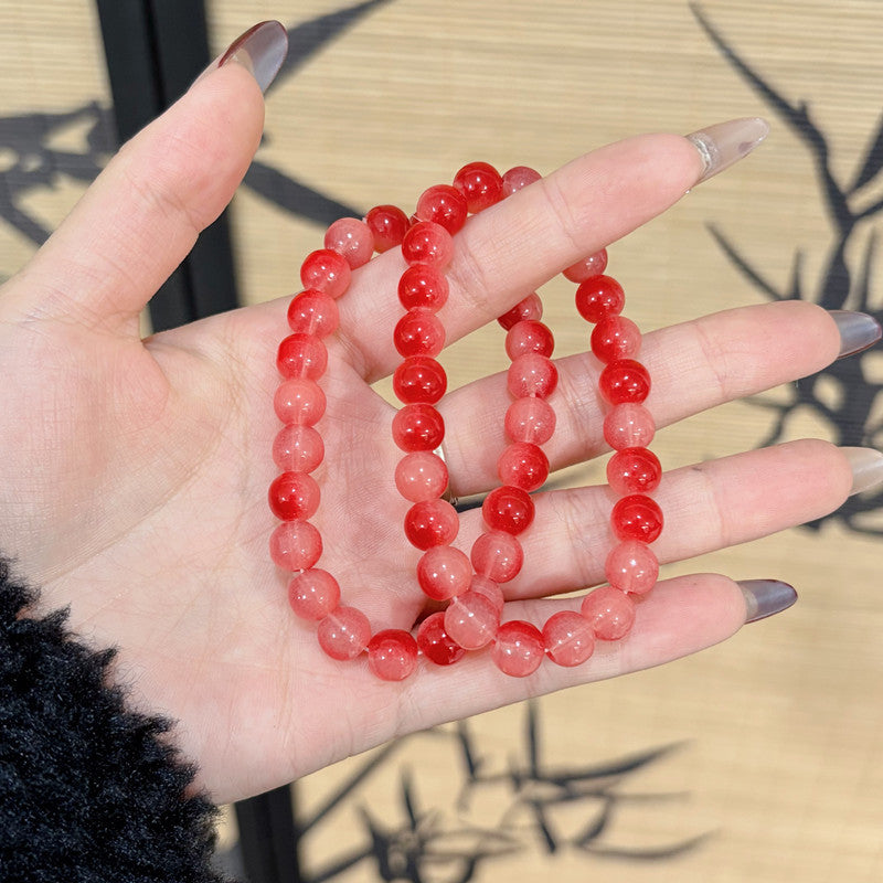 Sweet Glaze Watermelon Red Beaded Girlfriends Gift Bracelet