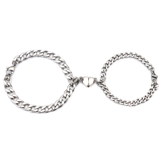 Men's Stainless Steel Titanium Cuban Love Magnet Bracelets