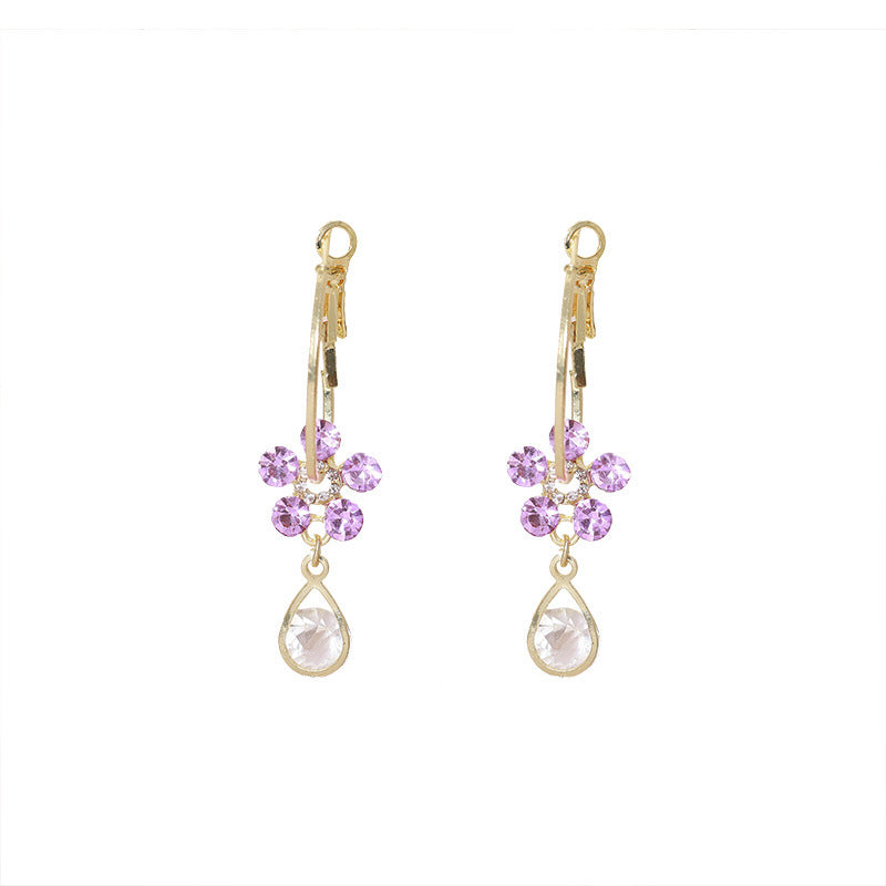 Women's Flower Zircon Trendy Unique Fresh Sweet High Sense Earrings