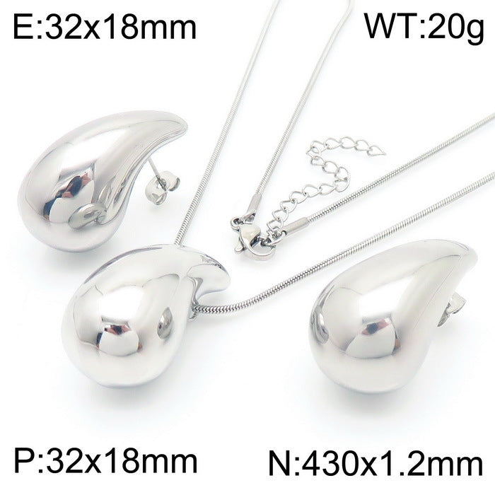 Design Chubby Water Drop Fashion Stainless Earrings