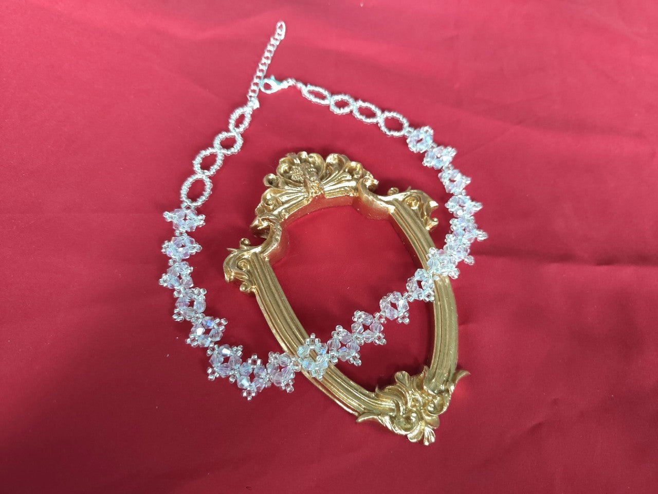 Women's Simple Cold Style Crystal String Beads Short Hair Band Lace Necklaces