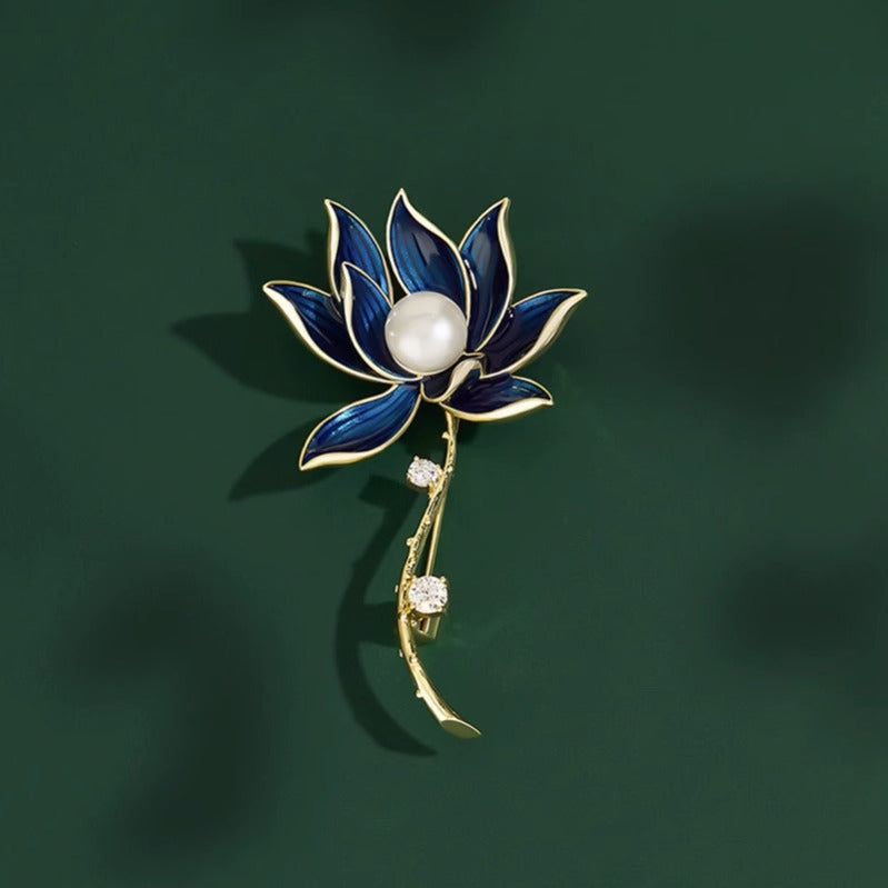 Style Brooch Retro Blue Lotus Female Brooches