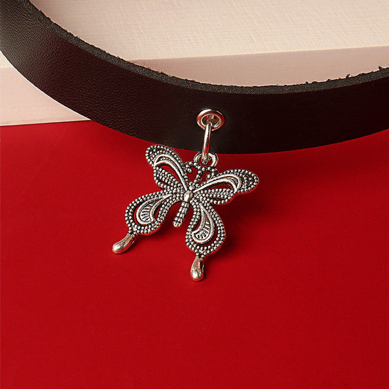 Women's Mori Sweet Cool Butterfly Leather Item With Clavicle Pendants