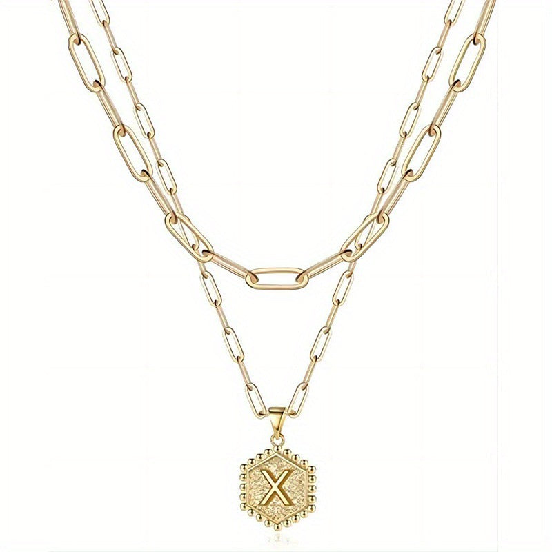 Gold Color Plated Letter Female English Necklace