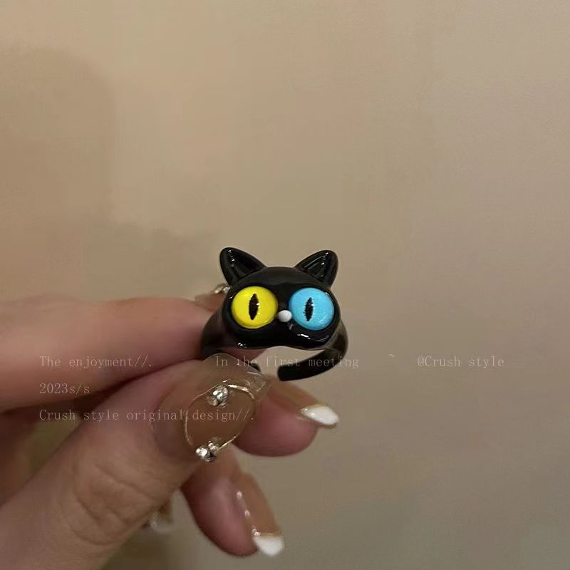 Childlike Cute Funny Black Kitty Monster Female Niche Index Finger Bracelets