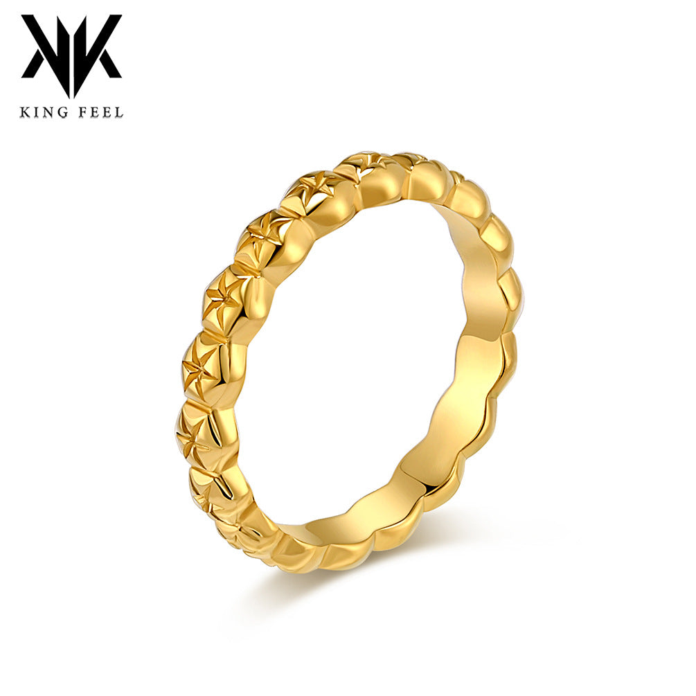 Simple Light Luxury Gold Stainless Steel Female Fashion Commuter Wear Rings