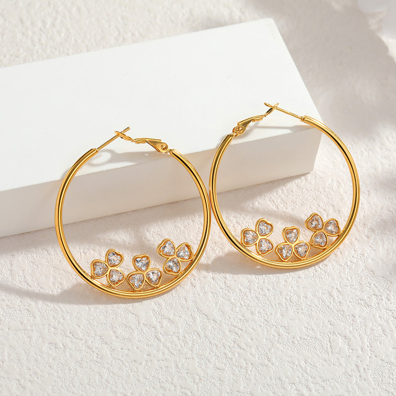 Round Female Special Interest Light Luxury Gold-plated Stainless Jewelry Set