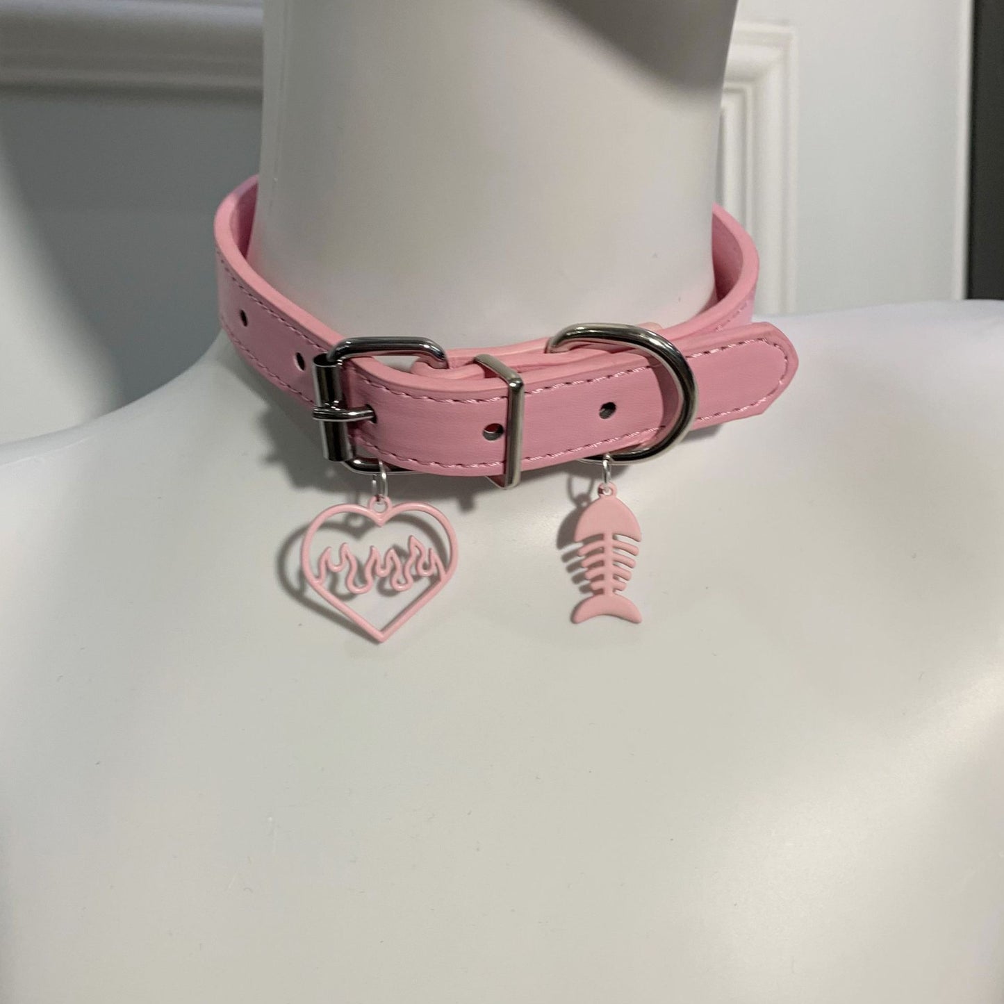 Style Leather Collar Wine Red Cross Clavicle Pendants