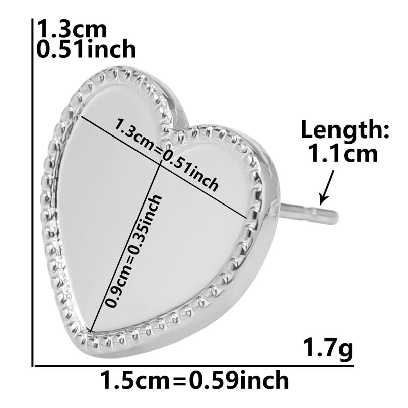 Stainless Steel Heart-shaped Base Support Titanium Piercing Stud Earrings