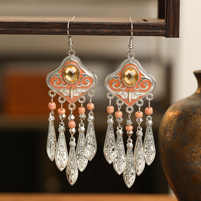 Style Design Long Leaf-shaped Female Yunnan Earrings