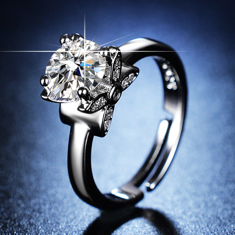 Streaming Imitation Moissanite Eight Hearts Arrows Female Karat Classic Rings