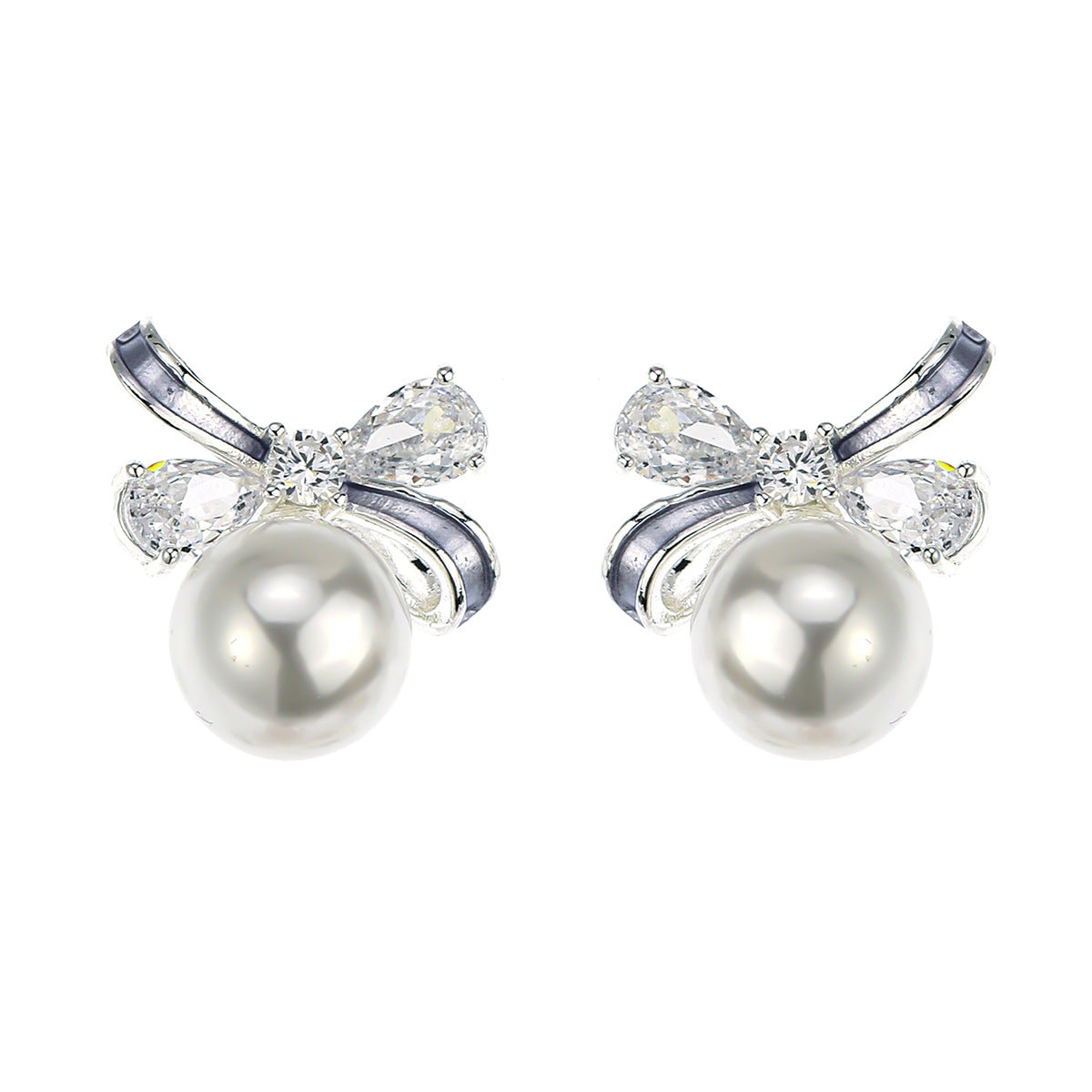 French Sweet Pearl Bow Fashion Delicate Stud Earrings
