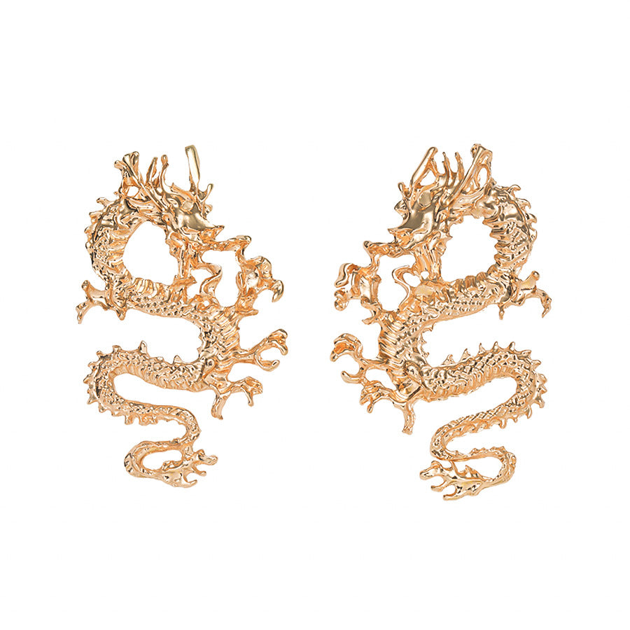 Women's Domineering Personalized Dragon Totem Chinese Style Zodiac Exaggerated Earrings