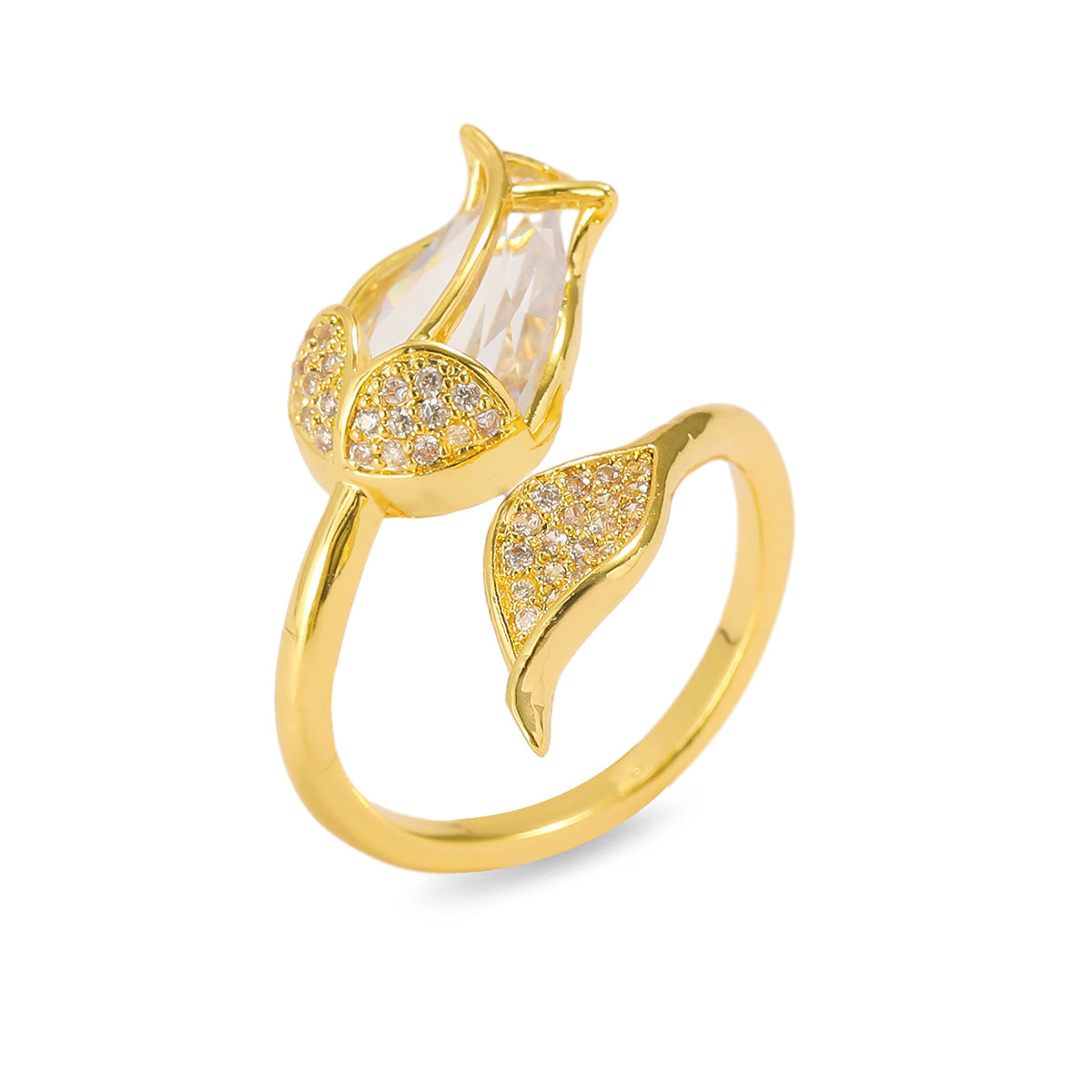 Micro Inlaid Zircon Simple Tulip Sweet Ring