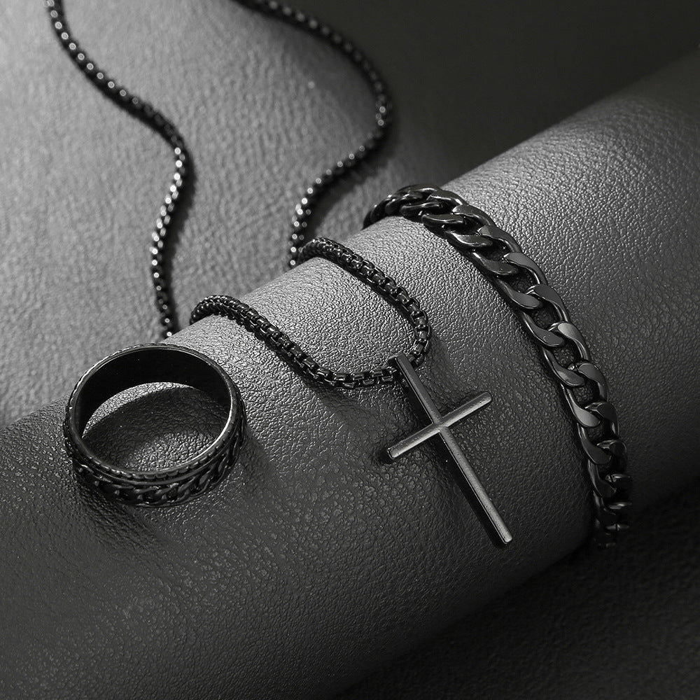 Slouchy Elegant Cross Chain Three Sets Jewelry Set