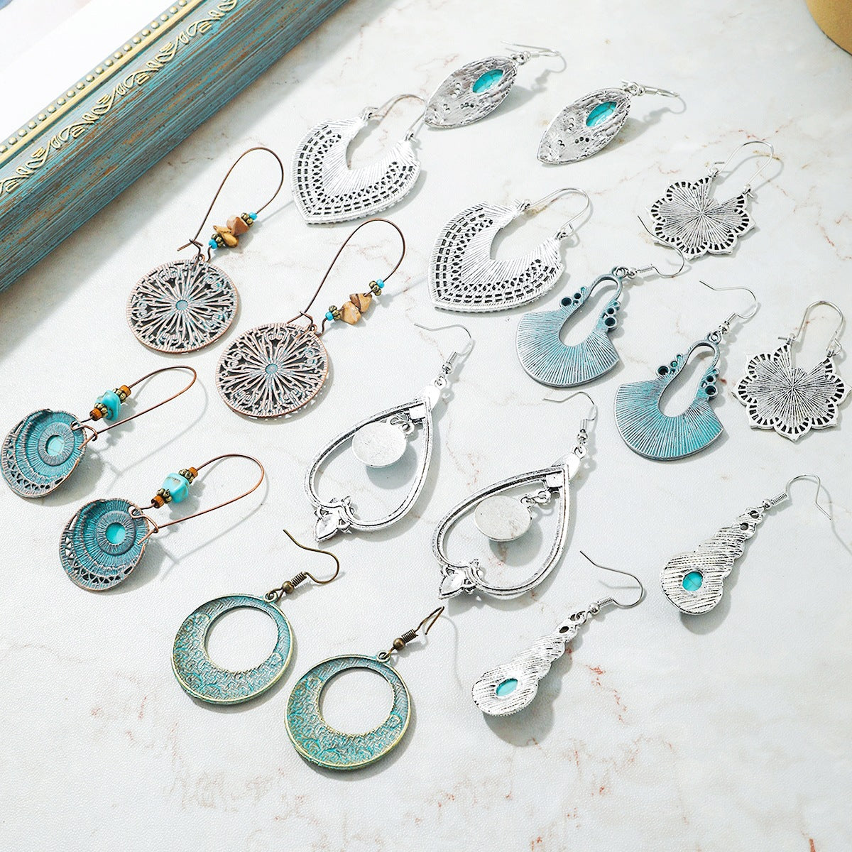 Women's Turquoise High-grade Retro Ethnic Style Fashion Earrings