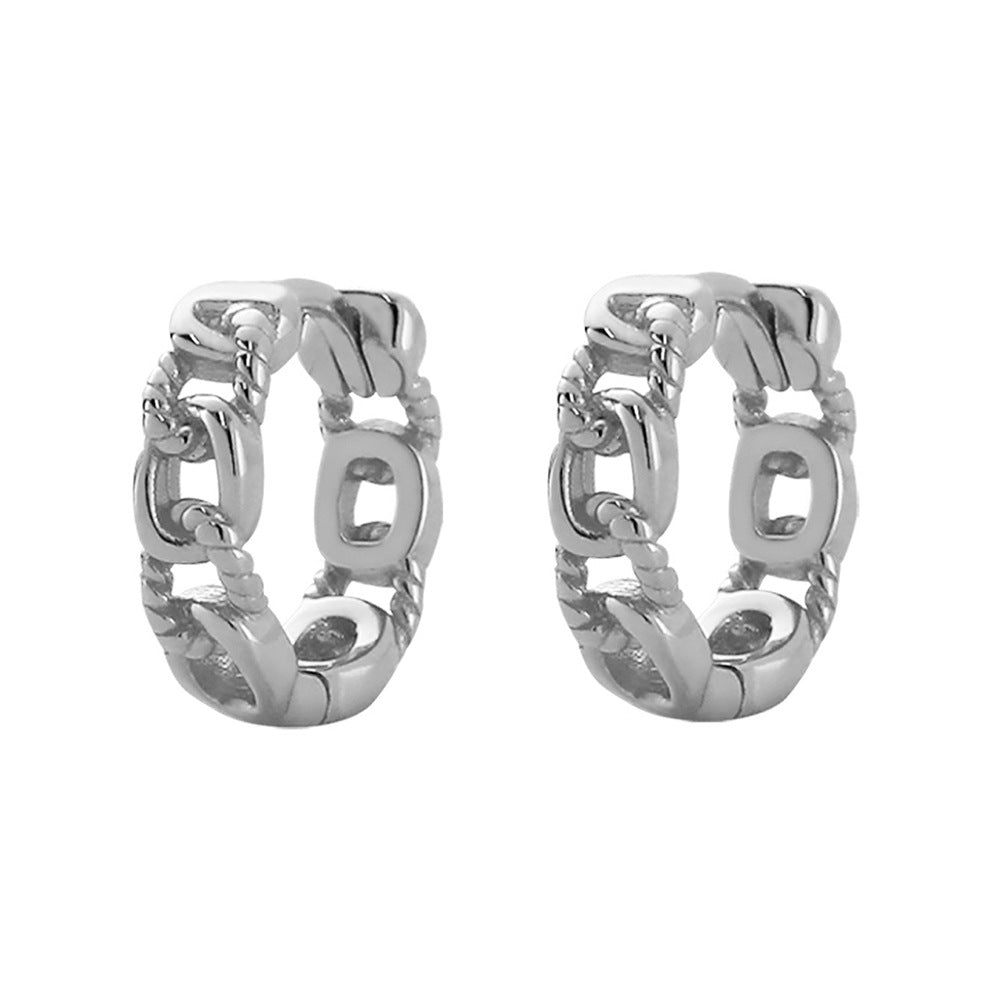 Women's Sier Style Personality Chain Geometric Earclip Earrings