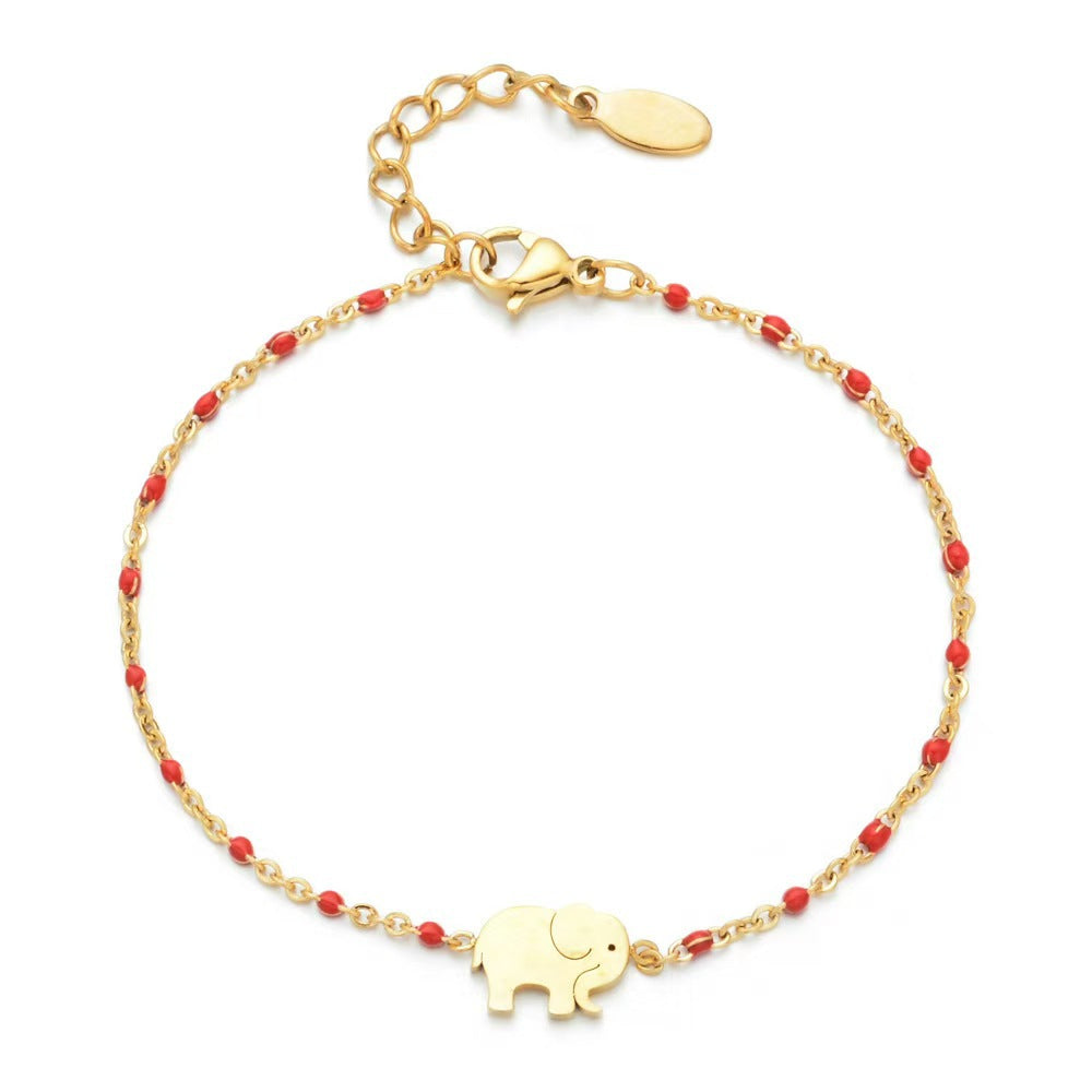 Bohemian Stainless Steel Female Creative Elephant Color Bead Strand Does Bracelet