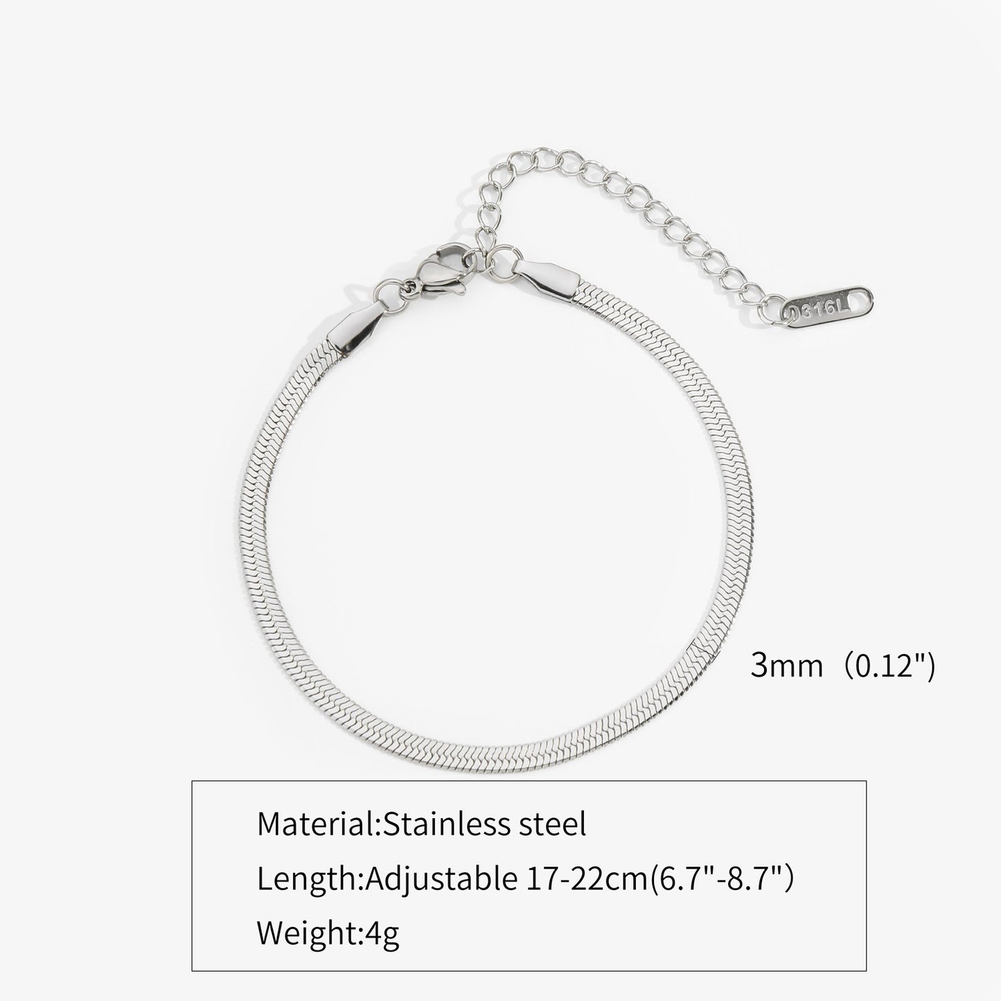 Metallic Titanium Steel Stainless Gold Blade Chain Bracelet