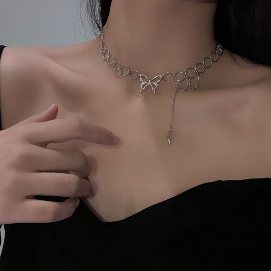 Women's Niche Design Bowknot Personalized Cold Style Clavicle Chain Hip Hop Necklace